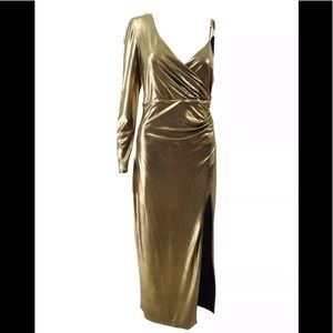 Bardot metallic gold dress